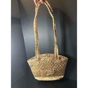 Naples Bag Co. Quilted Tote Bag Leopard‎ Jungle Print Braided Handles 13x12x4